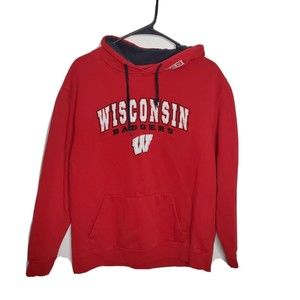 Men's Colosseum Red Wisconsin Badgers Pull Over Hoodie XL